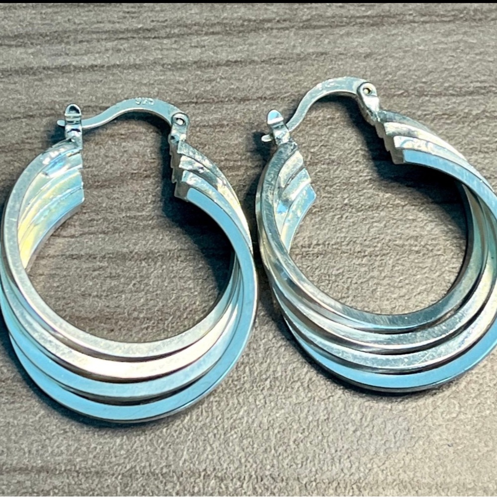 Elegant Silver Hoop Earrings stamped 925